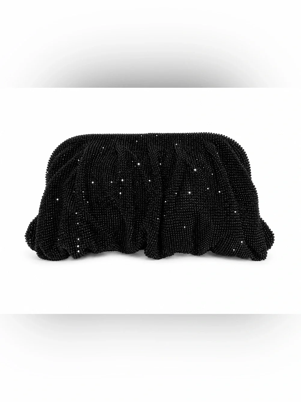 42 Gold Aurora Rhinestone Pouch Clutch Black Evening Bag with Chain Strap NWT
